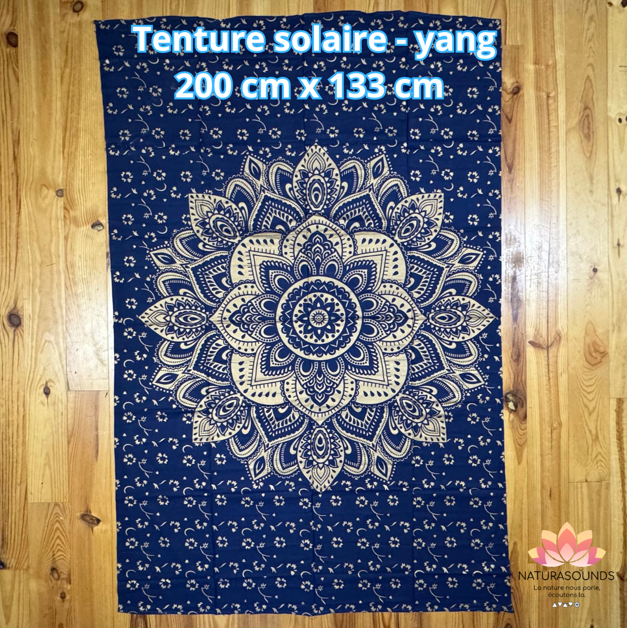 *Tenture Solaire - Yang (masculin) Fait à la main - 200 cm x 133 cm - Origine Inde