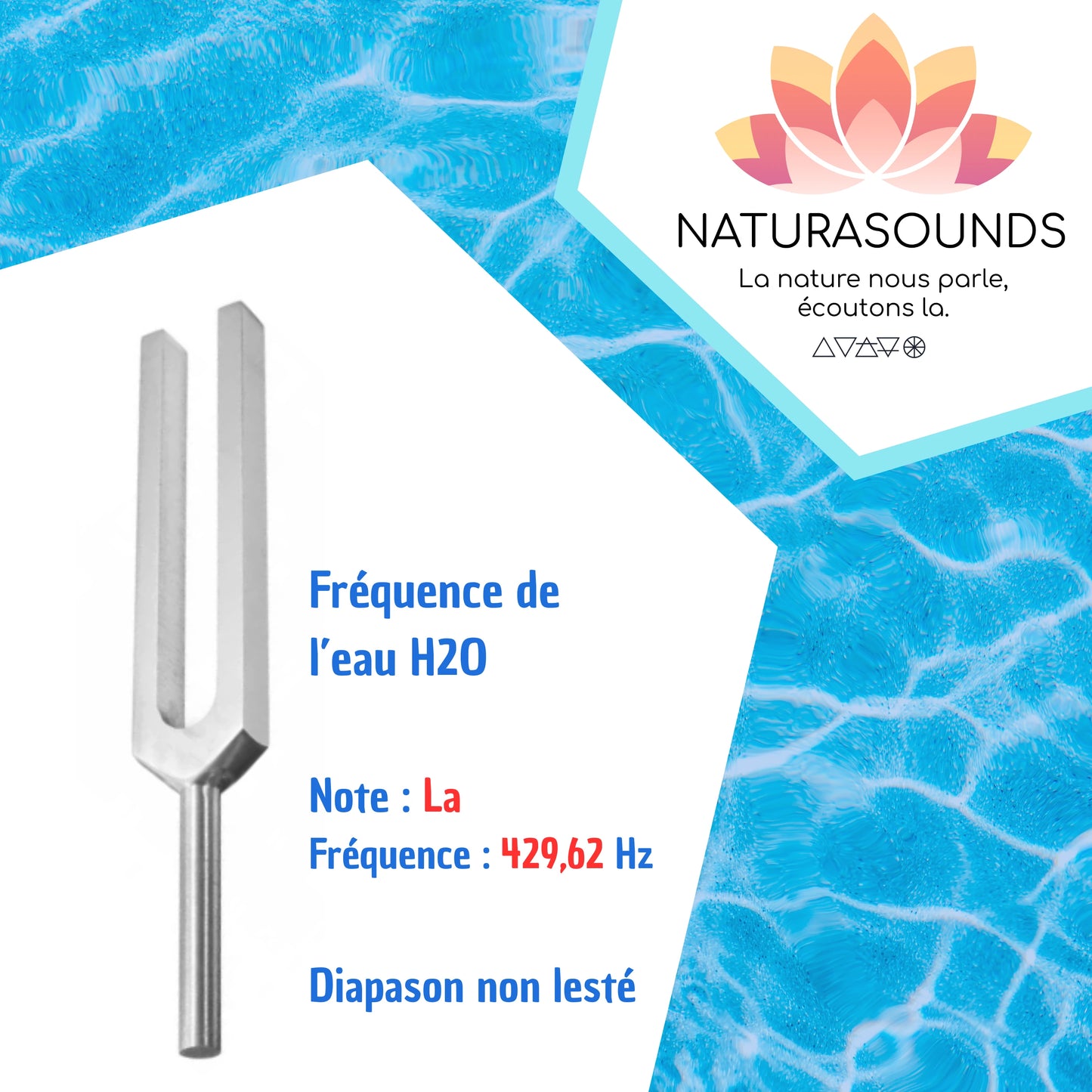 Water Tuning Fork H2O - A4 429.62 Hz