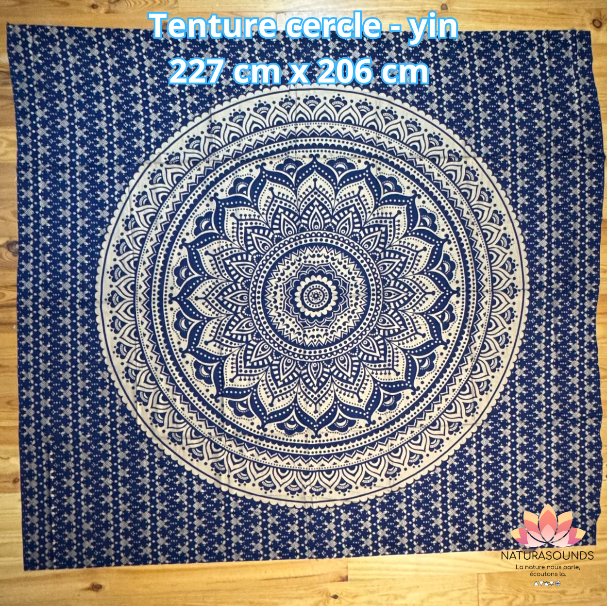*Tenture Solaire - Yin (féminin) Fait à la main - 227 cm x 206 cm - Origine Inde