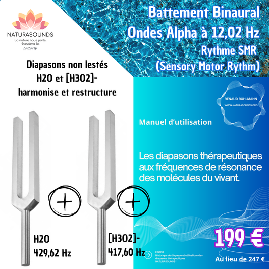 BUNDLE 2 diapasons non lestés H2O et H3O2 avec manuel d'utilisation