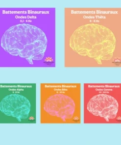 Pack 5 Albums MP3 Battements Binauraux Gamma à Delta pour concentration et sommeil -Battement binaural avec diapasons Naturasounds pour harmoniser les ondes cérébrales
